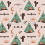 Kamperen met een tipi Naadloos vectorpatroon ontwerp