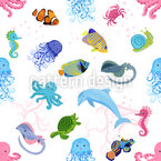 多样的海洋生物 无缝矢量模式设计