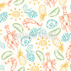 Mariscos coloridos Estampado Vectorial Sin Costura