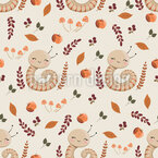 Lindo gusano en otoño Estampado Vectorial Sin Costura