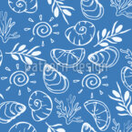 Mariscos mediterráneos Estampado Vectorial Sin Costura