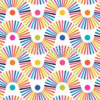 Patrón circular vibrante con motivos de rayos de sol Estampado Vectorial Sin Costura