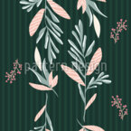 Hoja con líneas de acento y bayas Estampado Vectorial Sin Costura