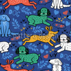 Chiens drôles dessinés à la main Motif Vectoriel Sans Couture