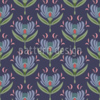 Flor de loto oscuro Estampado Vectorial Sin Costura