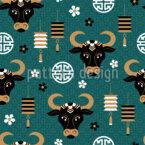 Año del buey Estampado Vectorial Sin Costura