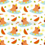 Capibara geniet van de zomer Naadloos vectorpatroon ontwerp