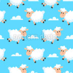 Ovejas entre las nubes Estampado Vectorial Sin Costura