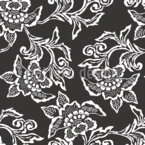Flores de fantasía monocromáticas Estampado Vectorial Sin Costura