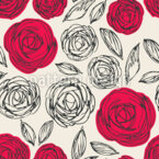 Leinwand mit Rosenmotiv im Sketch-Stil Nahtloses Vektormuster
