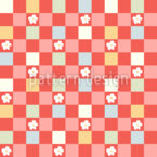 Gingham mit süßen Gänseblümchen Nahtloses Vektormuster