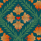 Herz-Ornament mit Blumenmuster Nahtloses Vektormuster