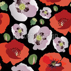 Amapolas que florecen intensamente Estampado Vectorial Sin Costura