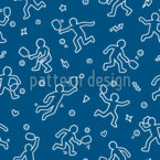 Jugadores de pickleball y garabatos divertidos Estampado Vectorial Sin Costura